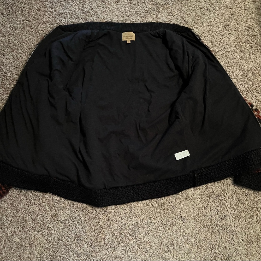 Lucky Brand Vintage Aztec Zip-Up Sweater Jacket Black Mens XL Heavyweight Knit - Picture 7 of 12
